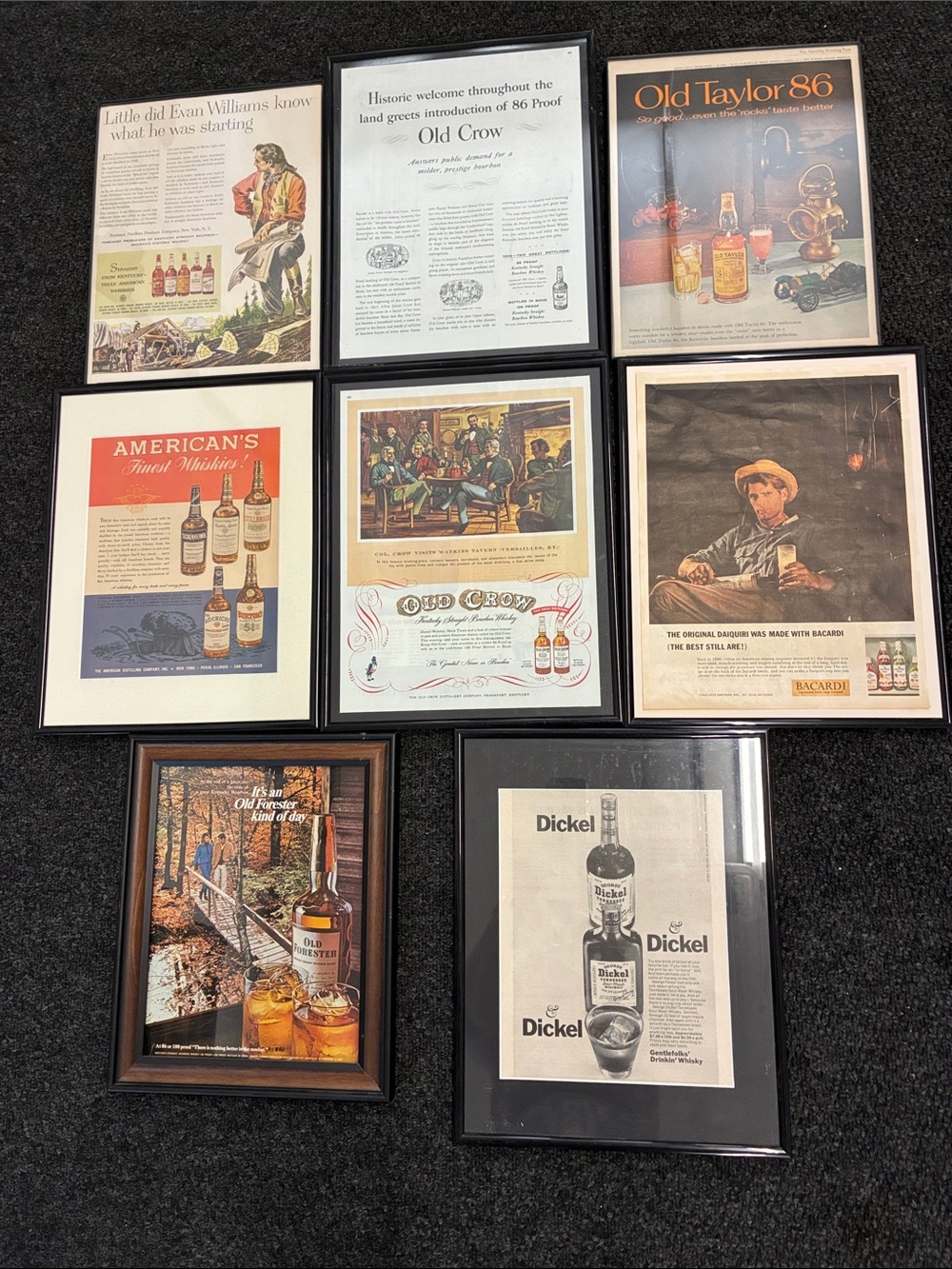 Framed Assorted Whiskey Advertisement Wall Art - Black Frames